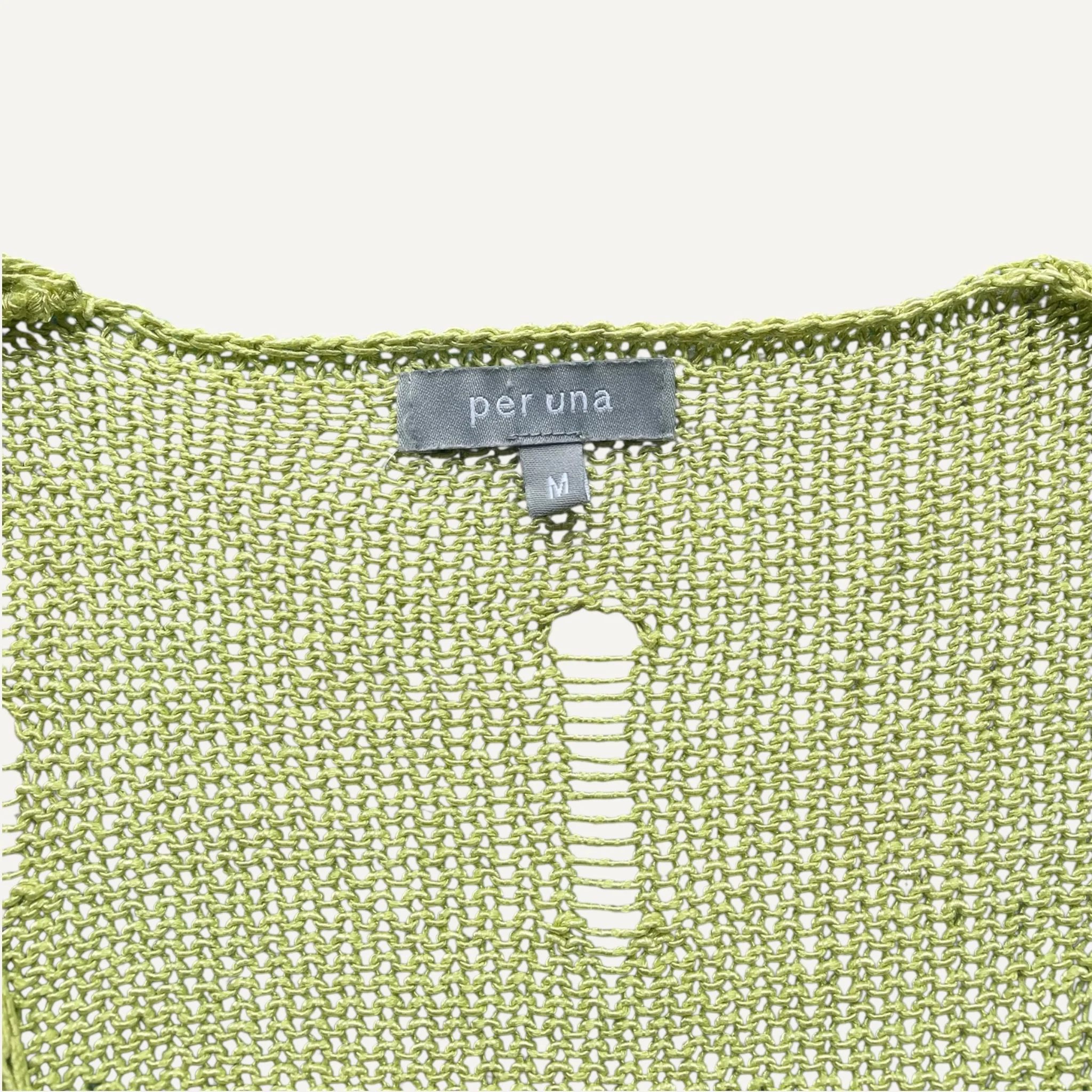 Vintage Lime Green Peruna Distressed Open Knit Long Sleeve Y2K 2000s Medium - Image 5