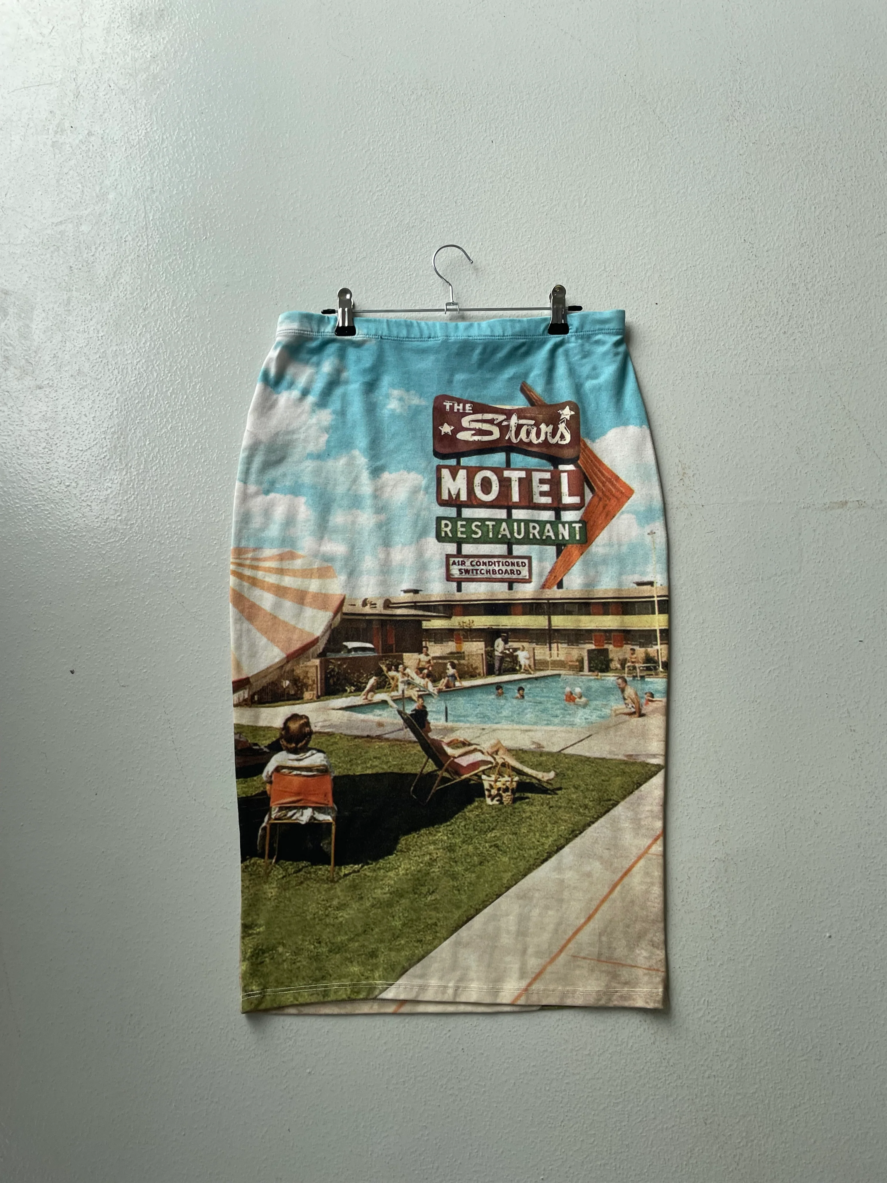 Old Label Topshop Midi Motel Print Midi Skirt - Image 4