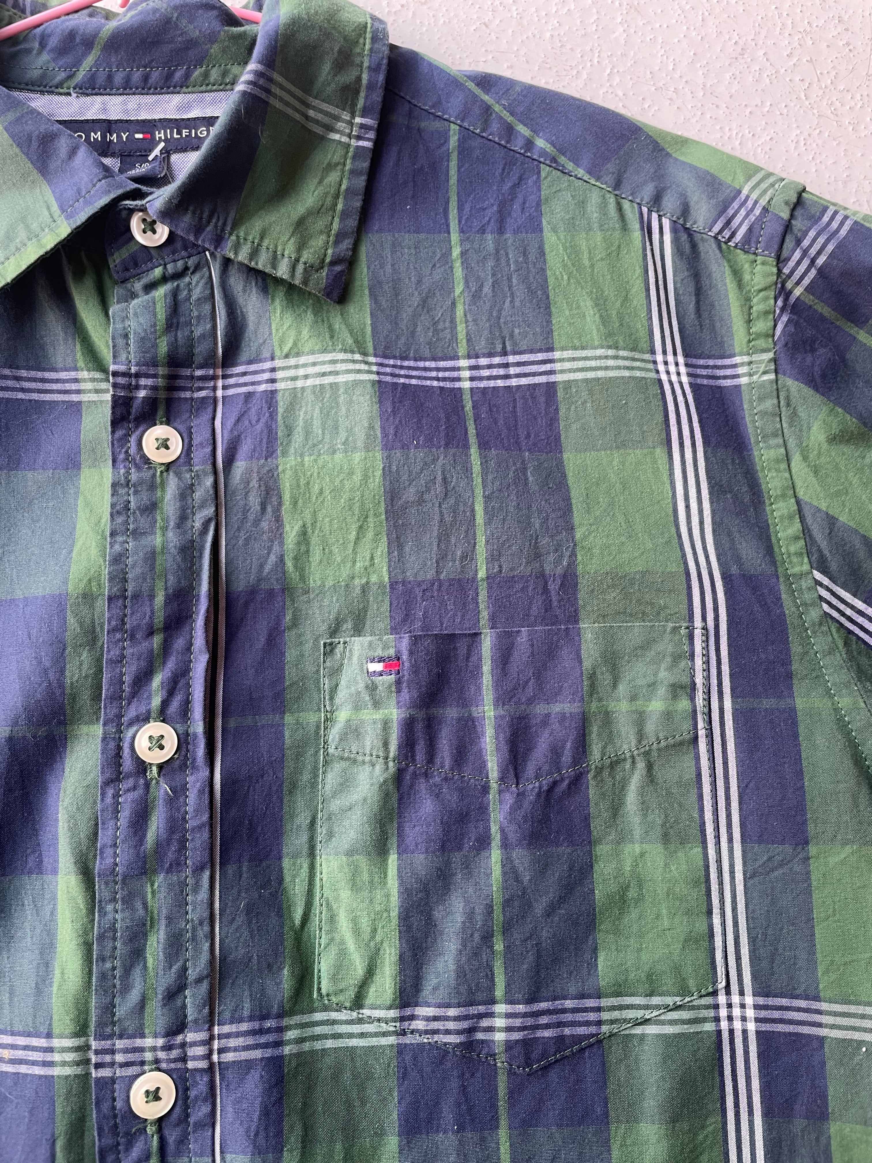 Tommy Hilfiger Khaki and Navy Tartan Shirt - Image 3