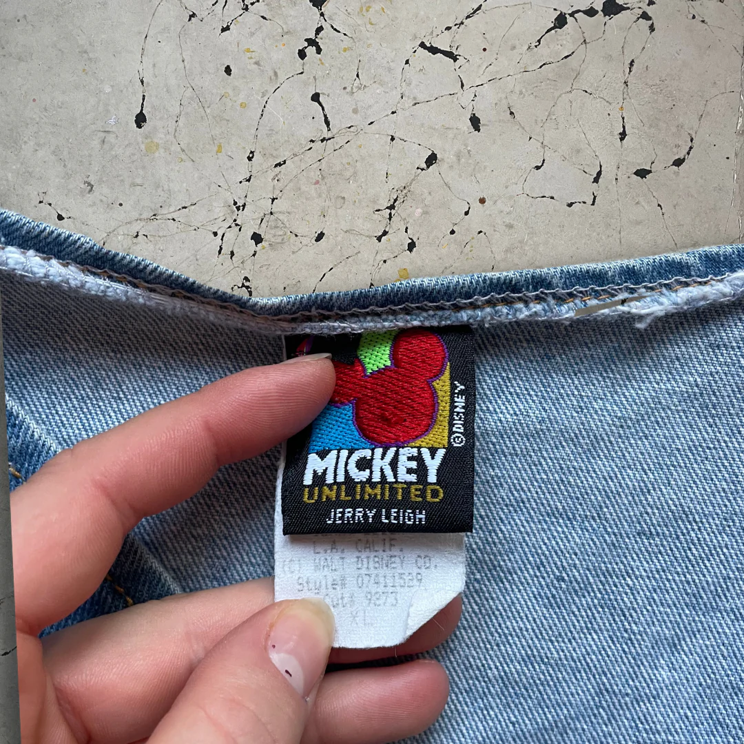 Vintage 1990s Disney Minnie and Mickey Mouse Print Denim Waistcoat - Image 7