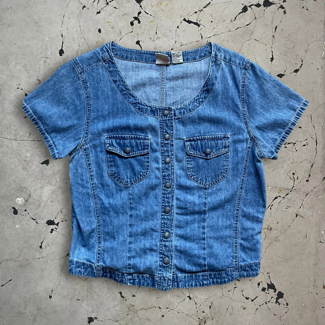 Vintage 90s Gap Short Sleeve Denim Shirt - Image 3