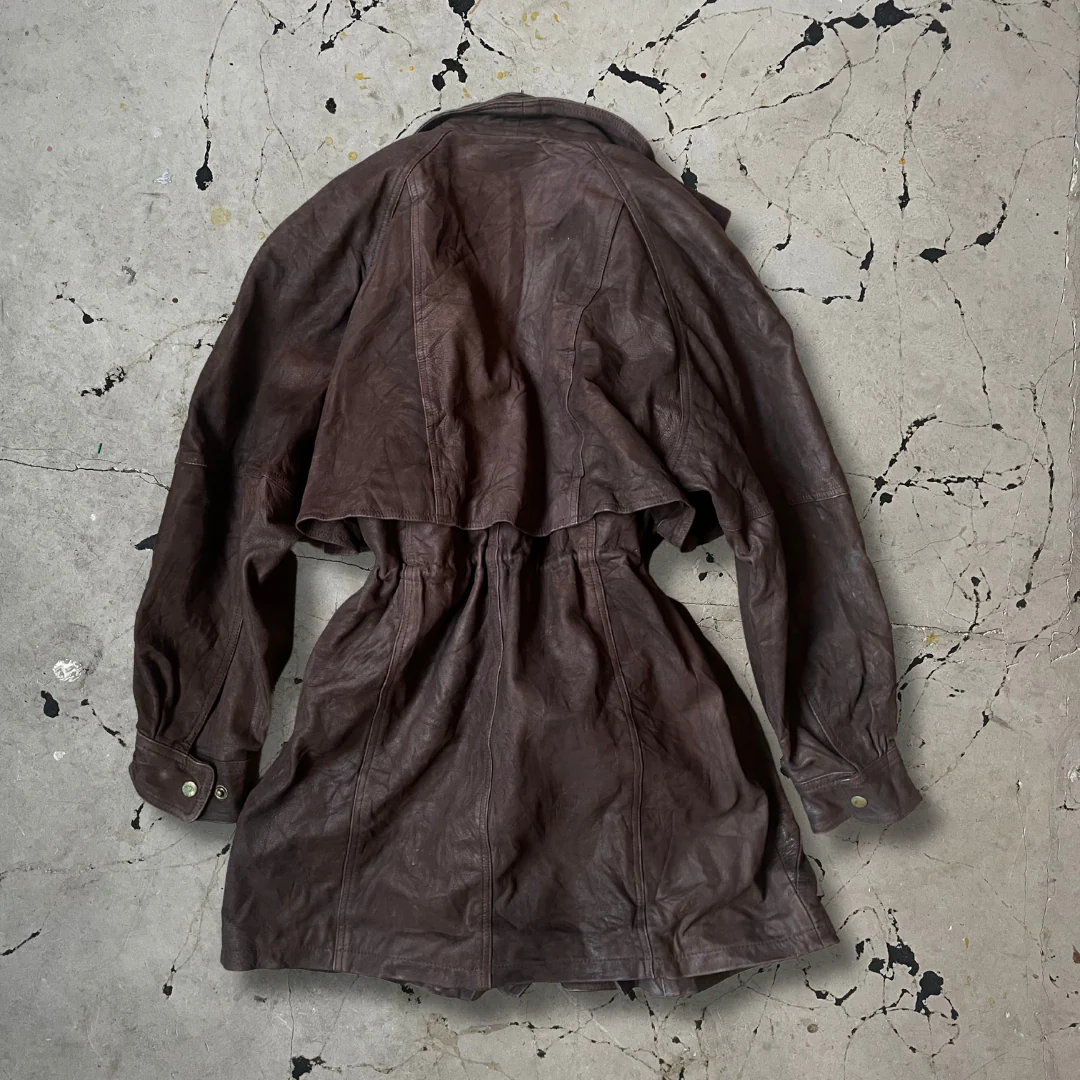 Vintage Brown Leather Smoking Hunter Jacket - Image 3