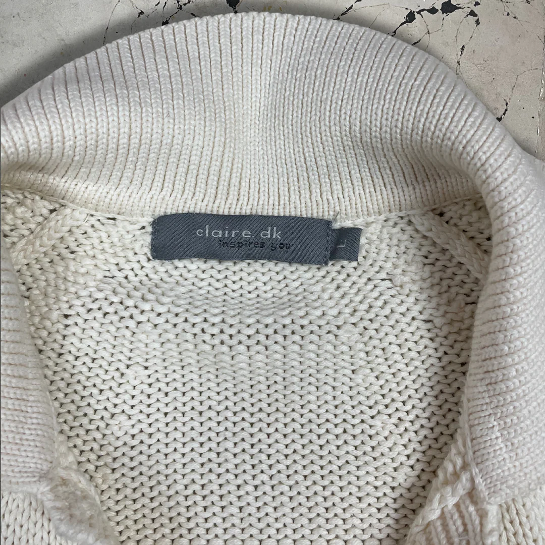 Vintage Cream Button Up Knit Jumper - Image 3