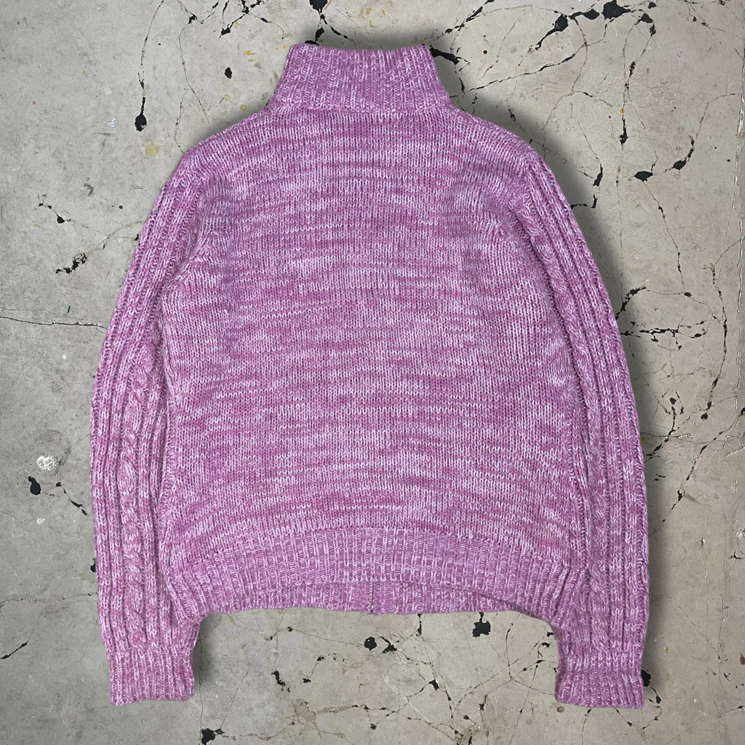 Vintage Pink Zip Up Knit Jumper - Image 3