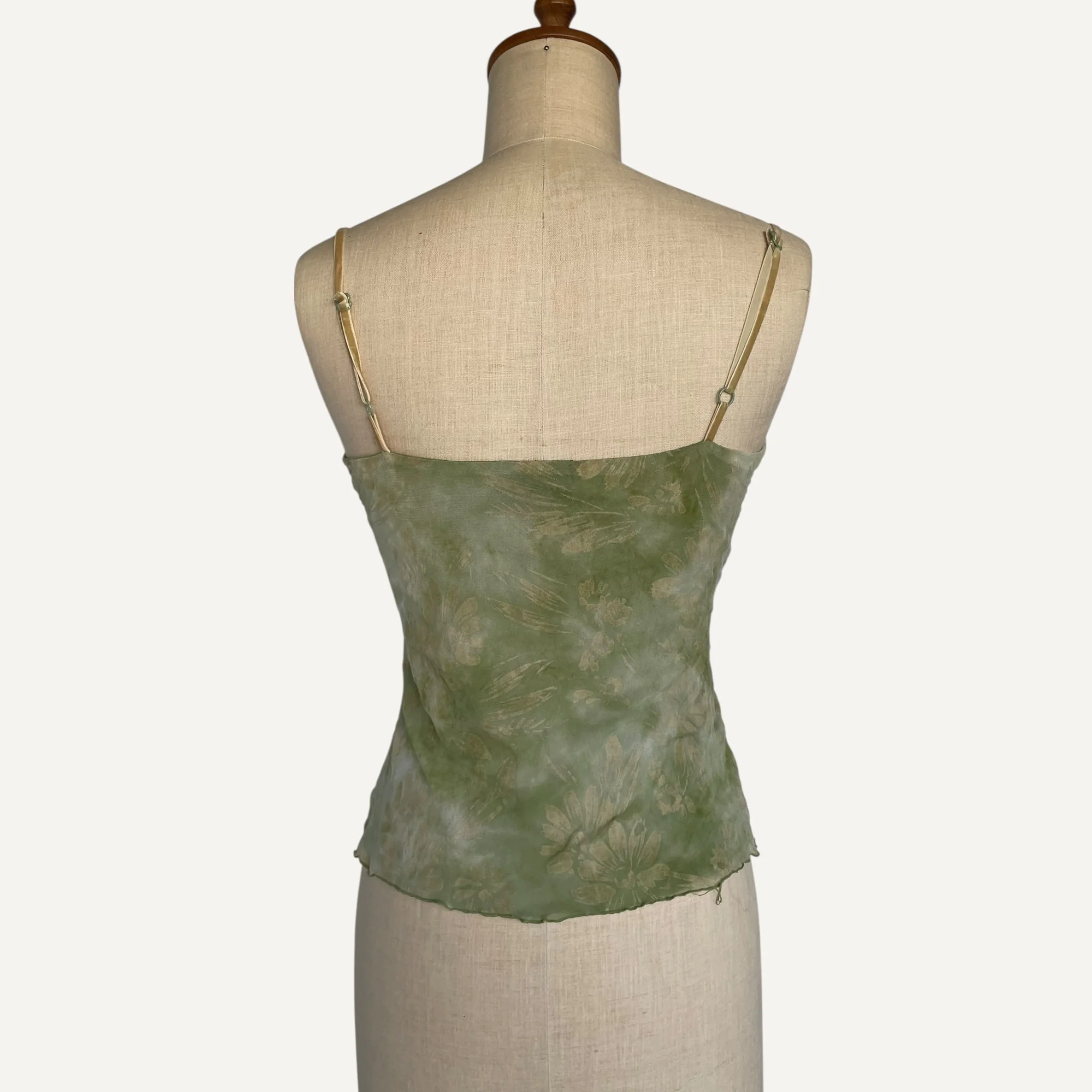 Vintage y2k 00s 90s Principles Green Floral Whimsical Floaty Cami - Image 4