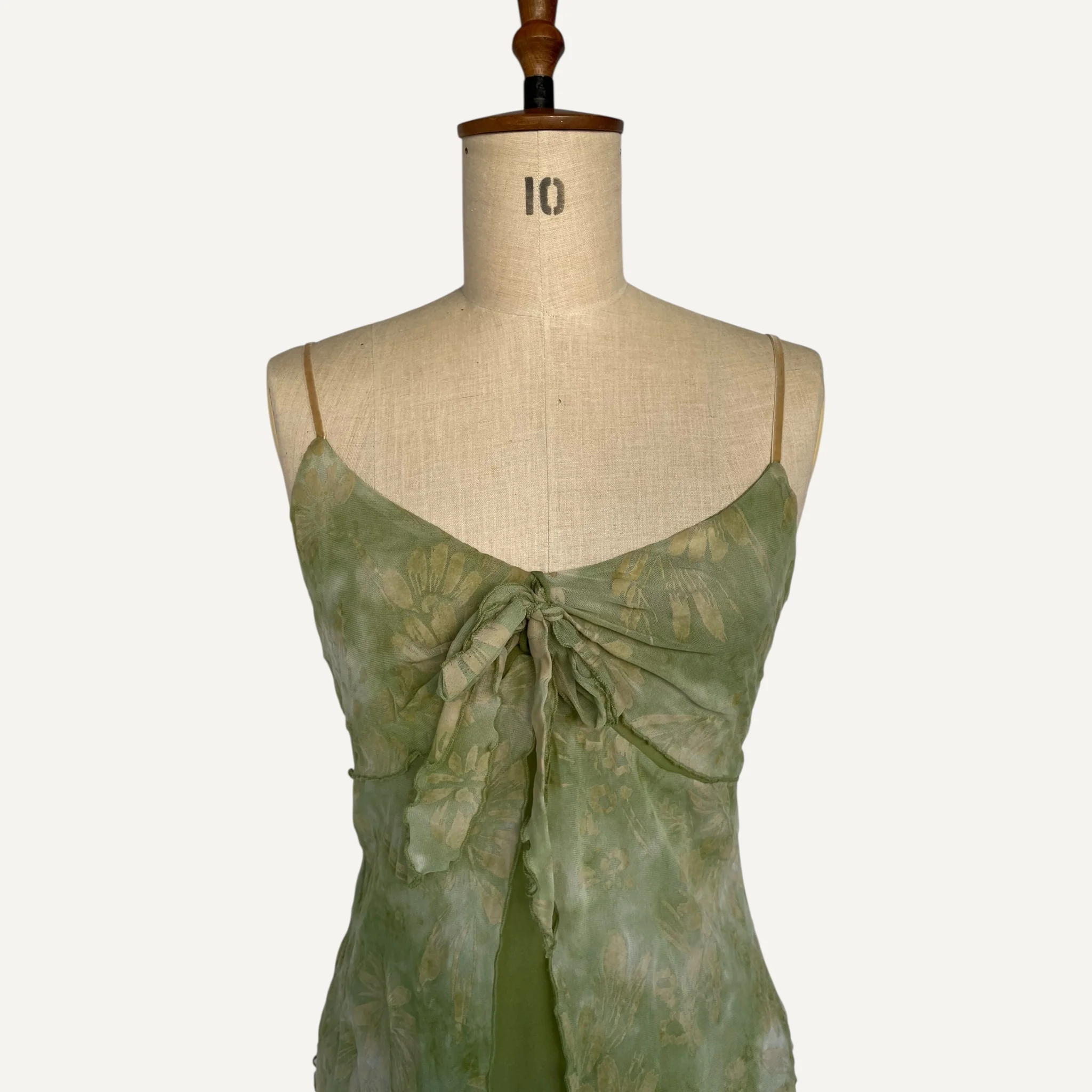 Vintage y2k 00s 90s Principles Green Floral Whimsical Floaty Cami - Image 5