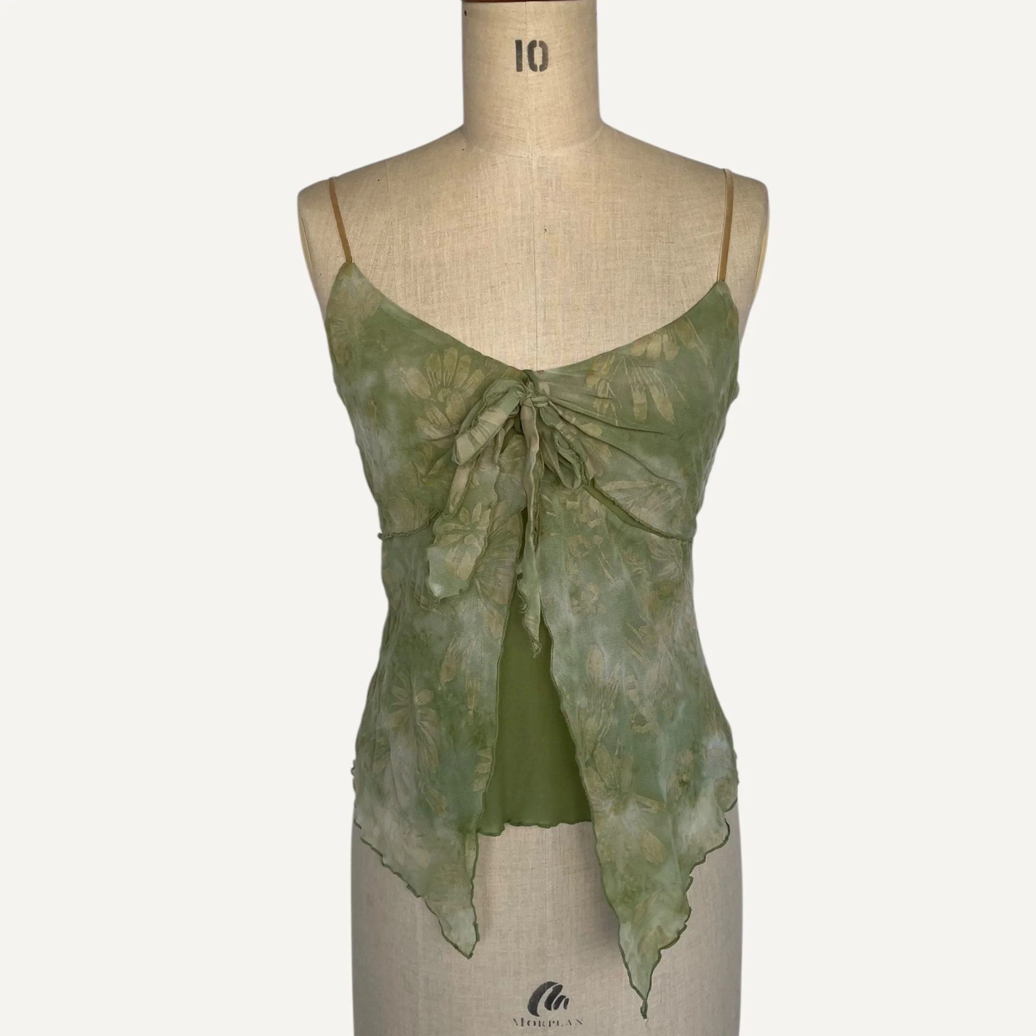 Vintage y2k 00s 90s Principles Green Floral Whimsical Floaty Cami - Image 6