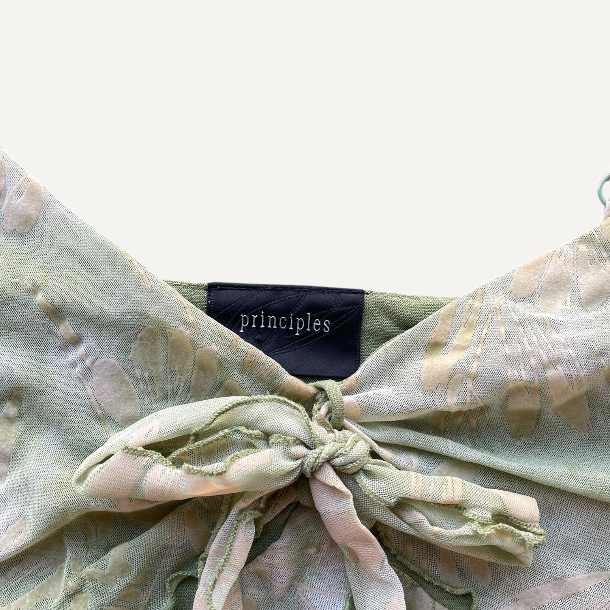 Vintage y2k 00s 90s Principles Green Floral Whimsical Floaty Cami - Image 8