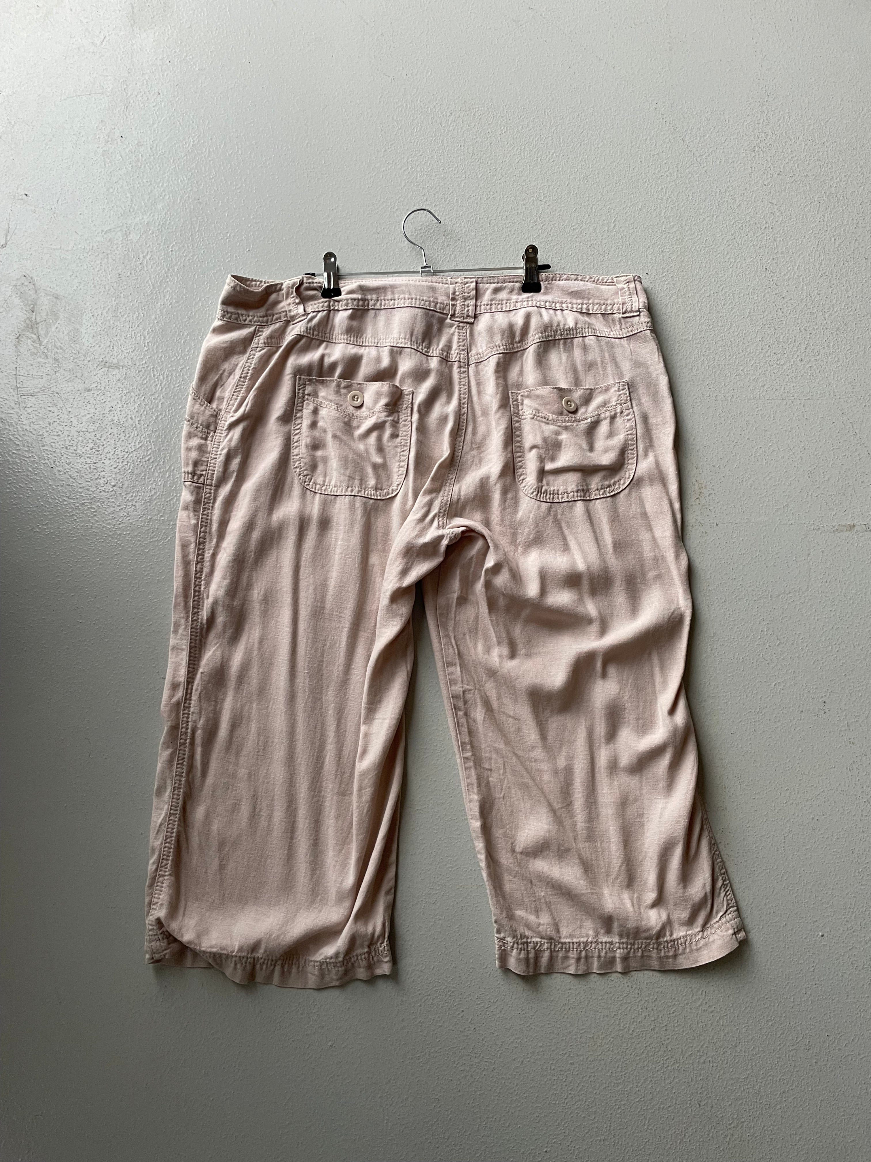 Vintage y2k Salmon Pink Linen Cargo Capris - Image 3