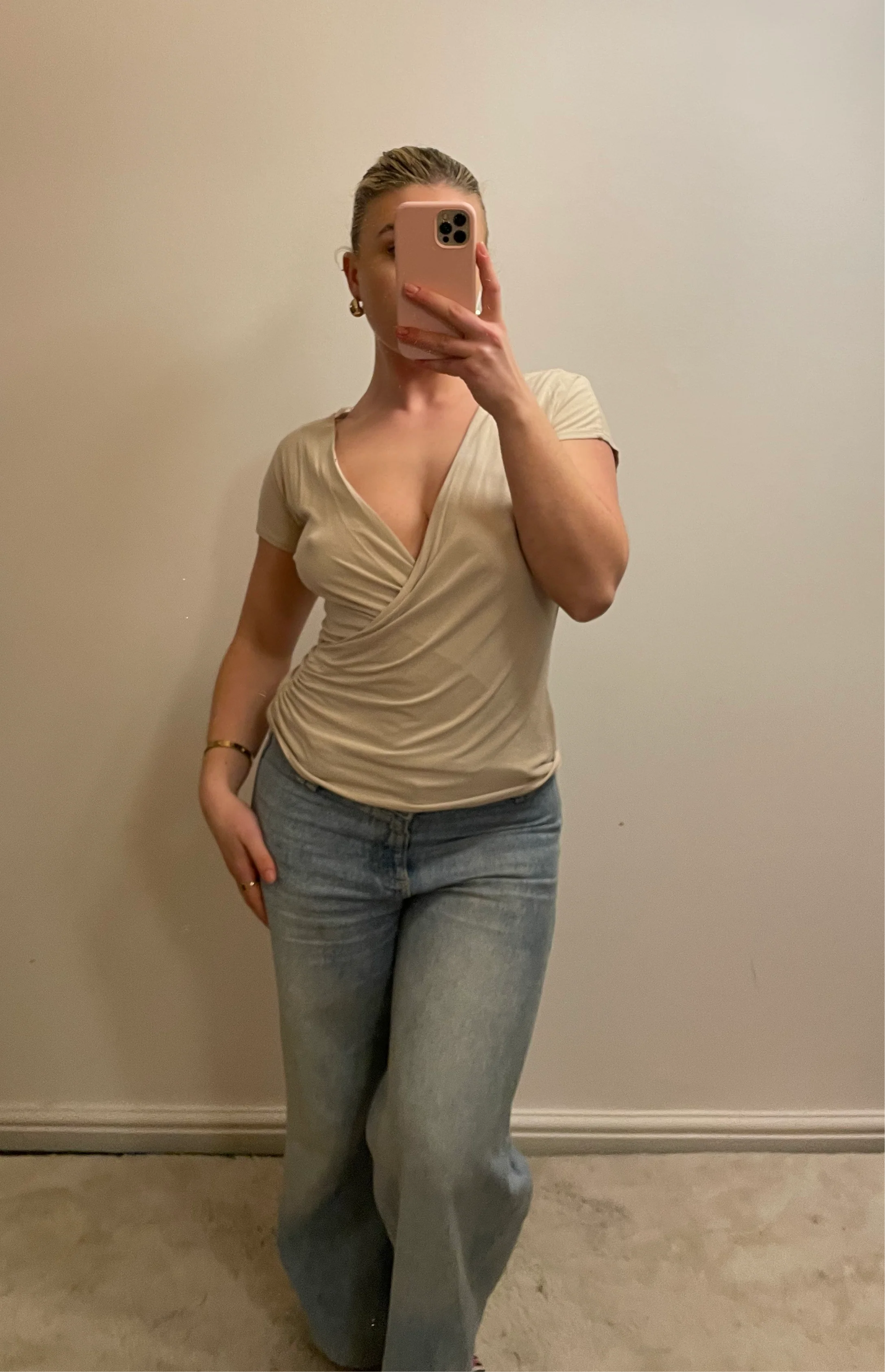 Vintage y2k Beige Wrap Short Sleeve Cami - Image 6