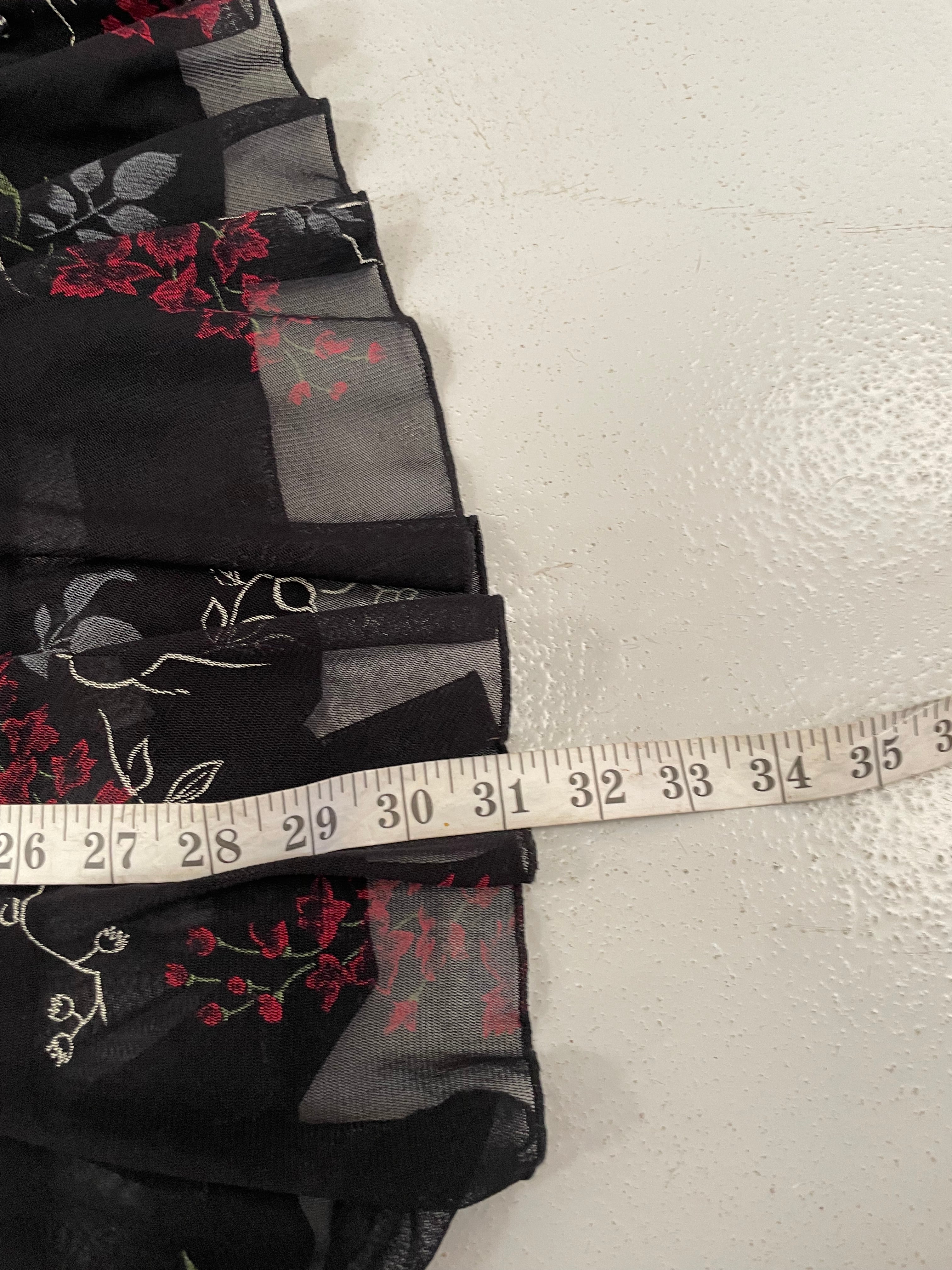 Vintage Y2k Black Floral Print Asymmetrical Midi Skirt - Image 3