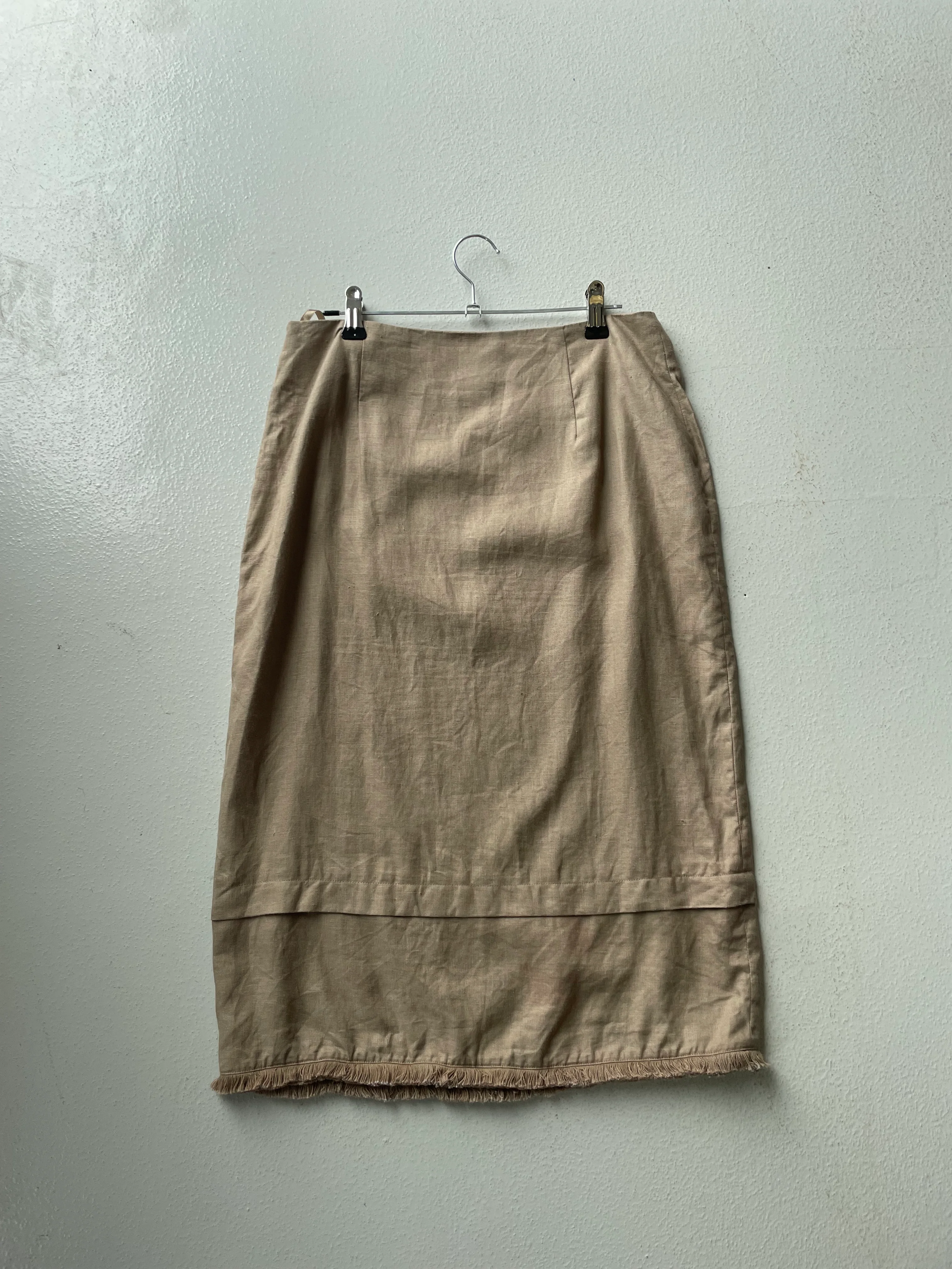 Vintage y2k Brown Linen Midi Skirt - Image 4