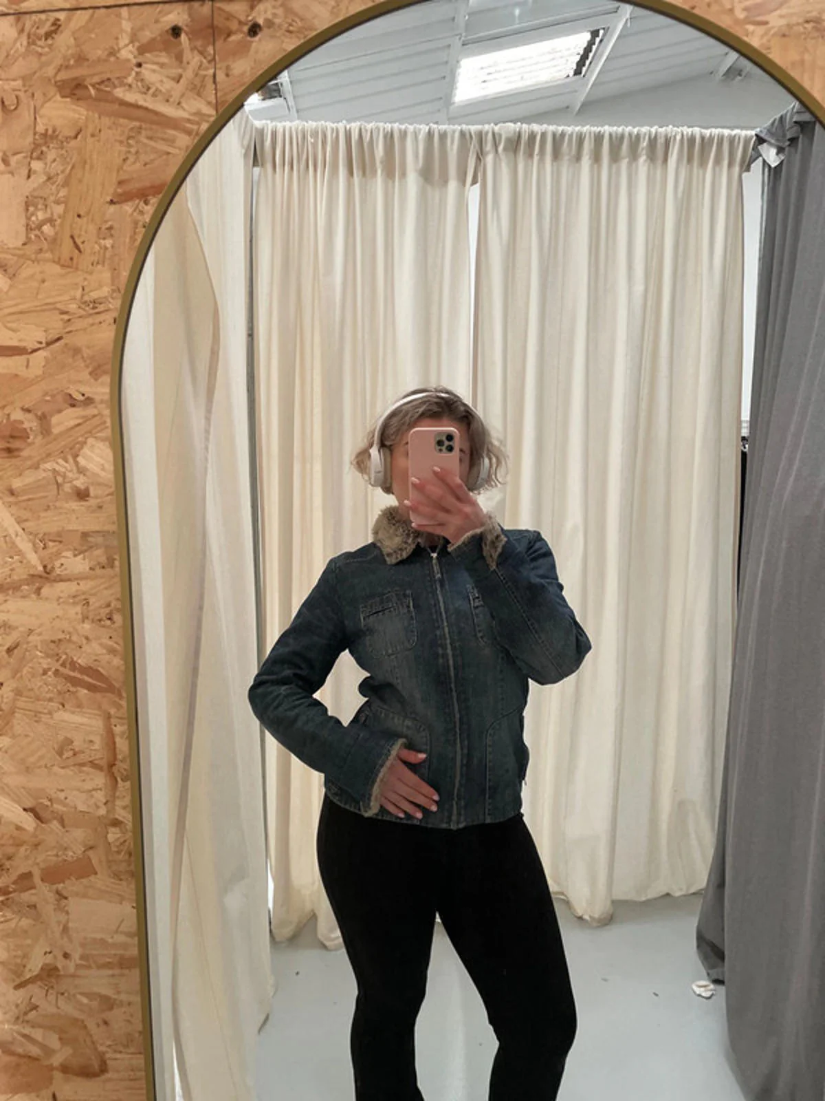 Vintage Y2K principles denim zip up jacket with faux fur trim - Image 6