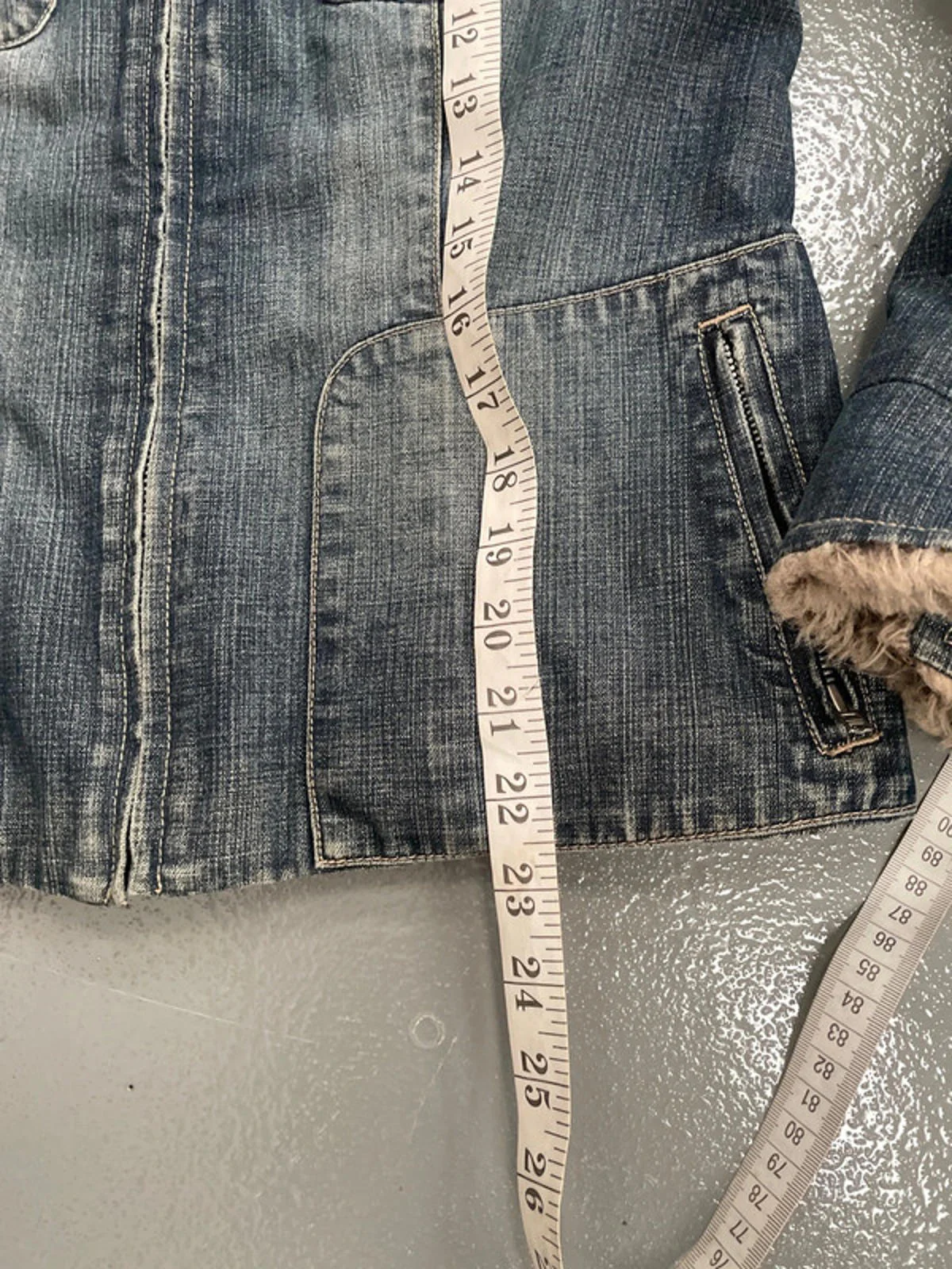 Vintage Y2K principles denim zip up jacket with faux fur trim - Image 9