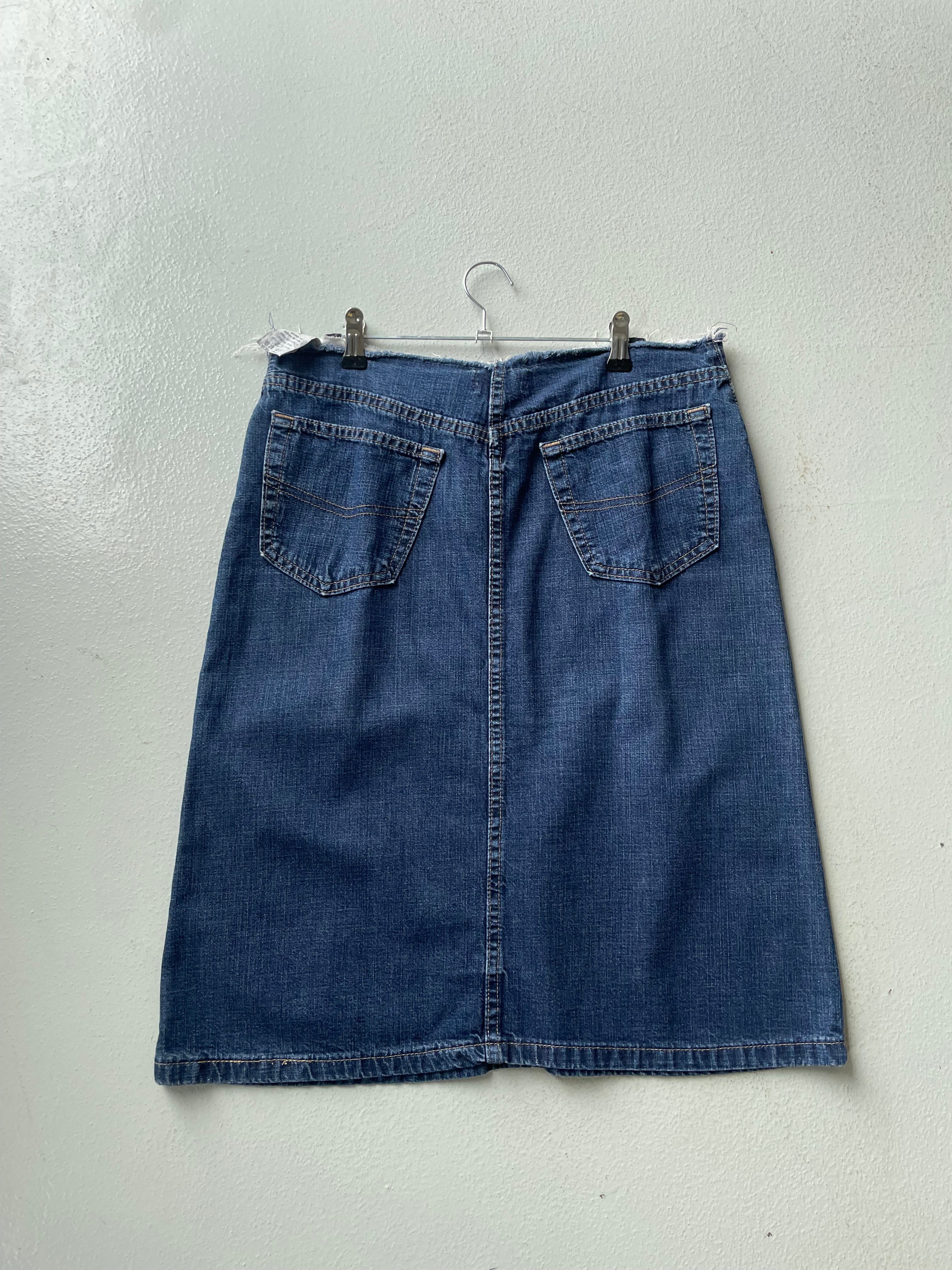 Vintage y2k topshop Navy Denim Midi Skirt - Image 3