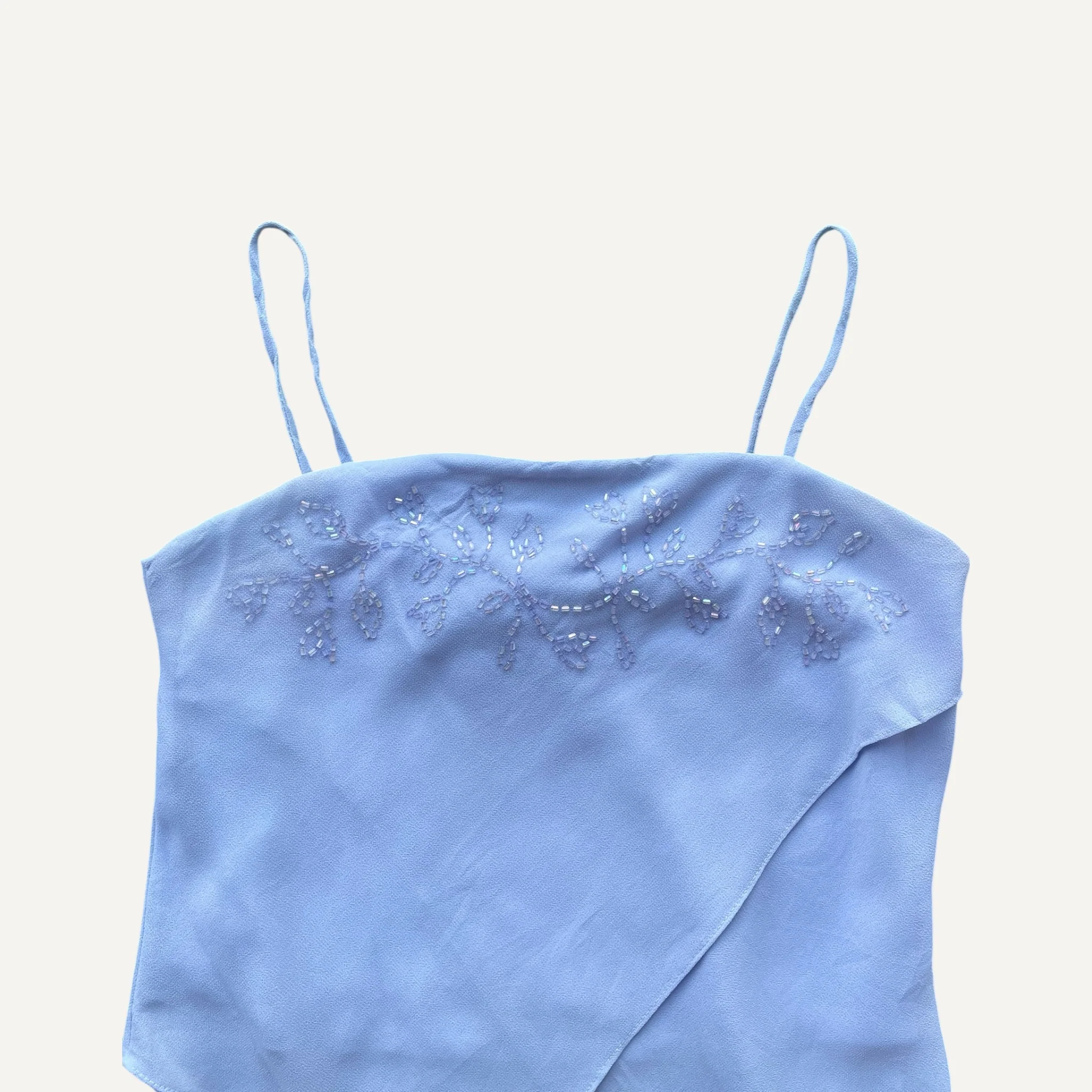 Vintage Y2k Turquoise Blue Sequin Cami - Image 4