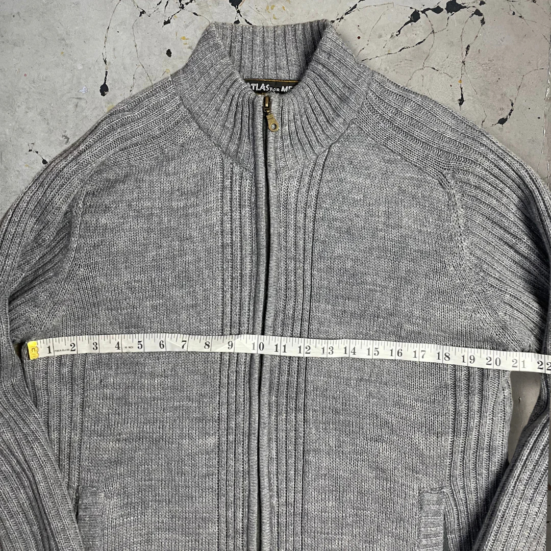 Vintage Grey Zip up Knit Jumper - Image 5
