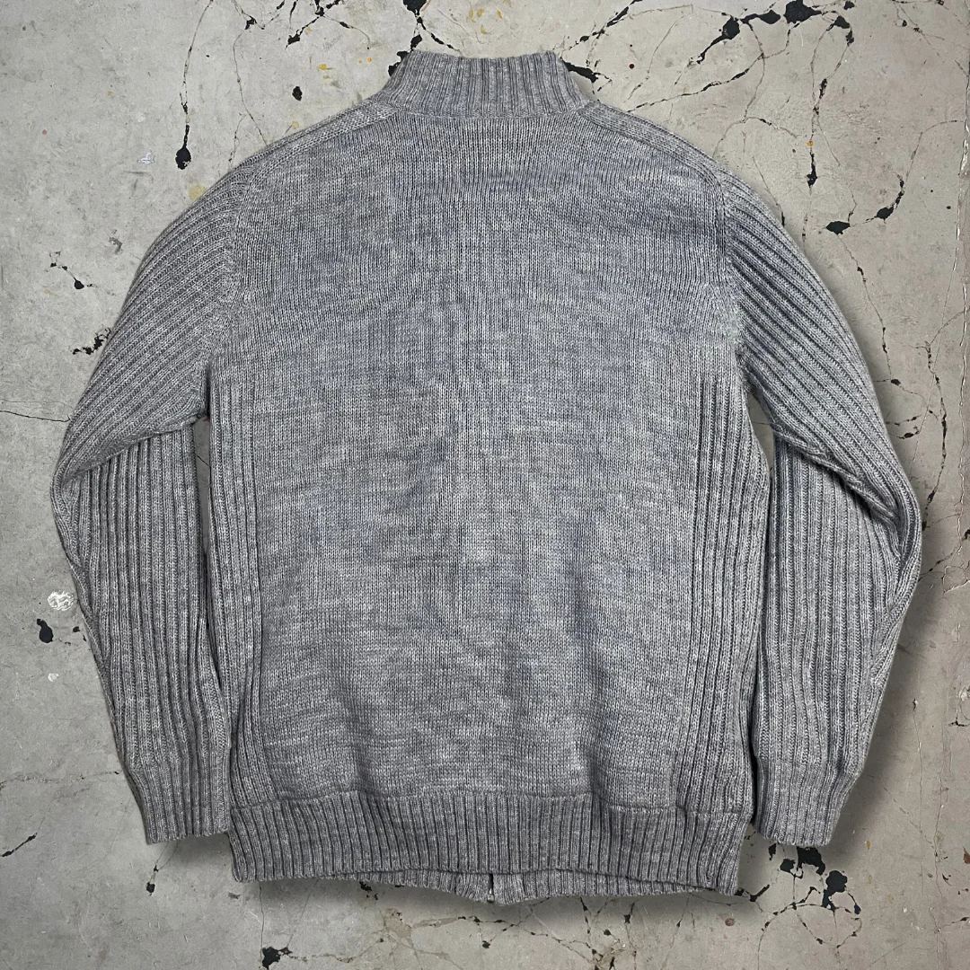 Vintage Grey Zip up Knit Jumper - Image 6
