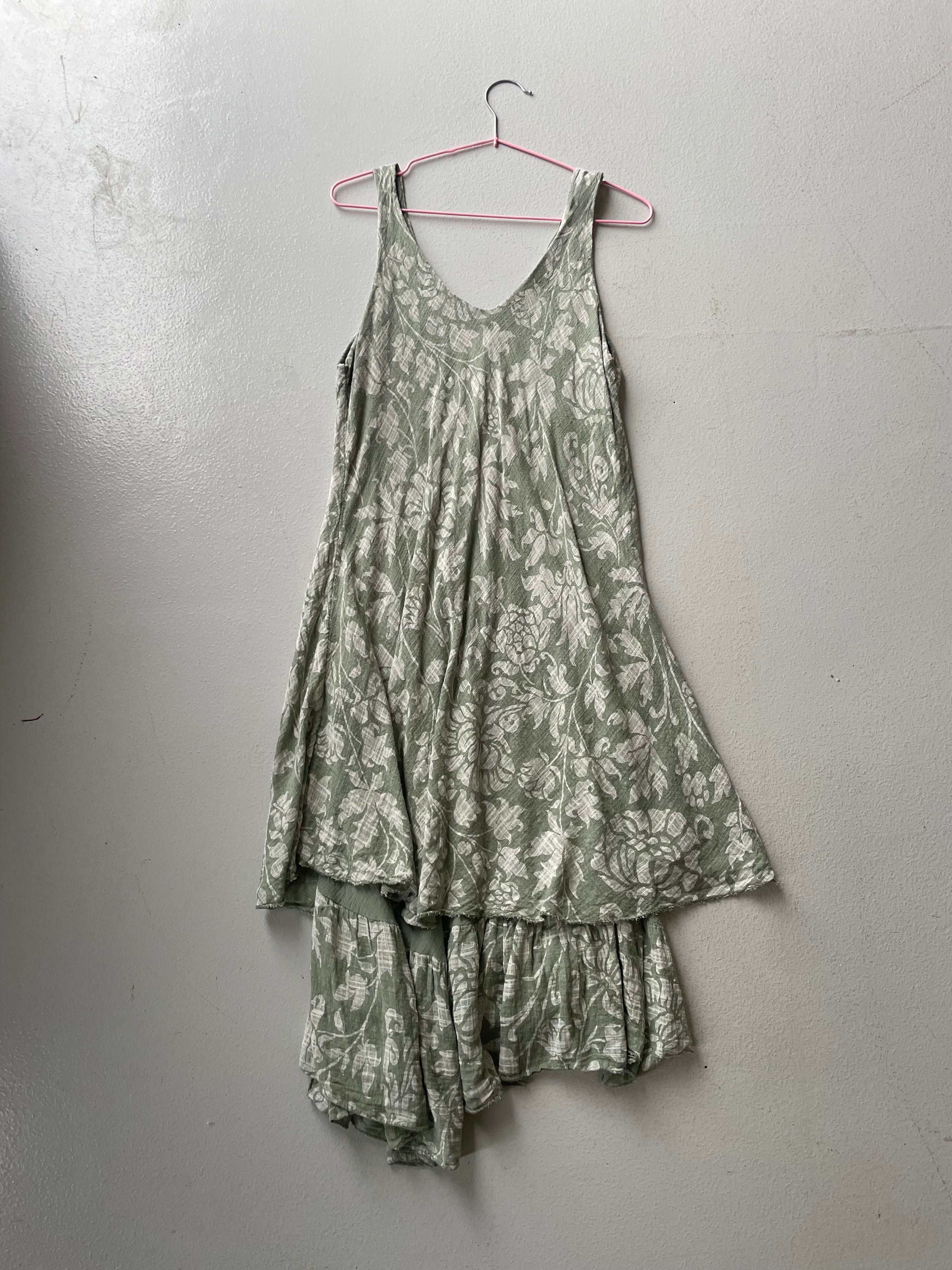Y2k Linen blend Paisley Print Asymmetrical Dress - Image 3